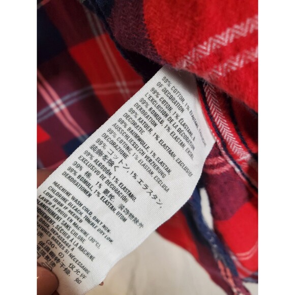 Abercrombie Fitch  Red Navy Plaid Button Down M - Picture 4 of 7